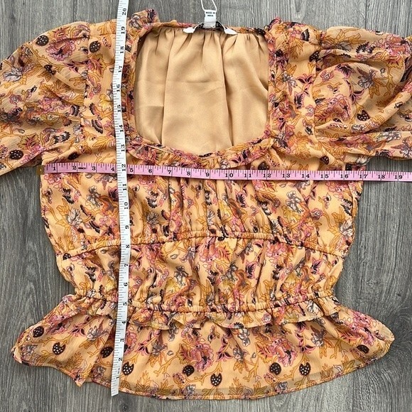 WALTER BAKER Myka Blouse Size Small Orange Floral Cottagecote Boho Coquette NWT - Picture 11 of 12